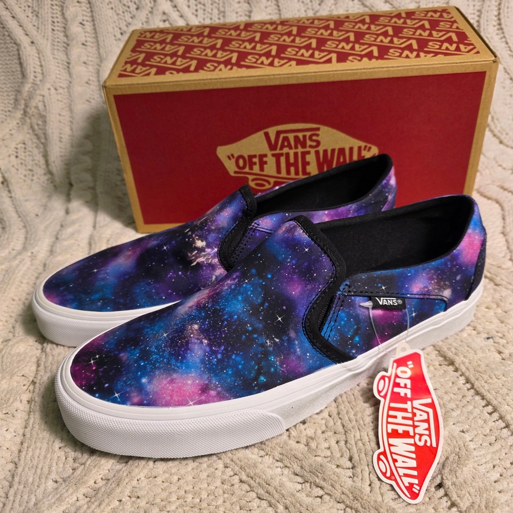 Vans Asher Slip On Sneakers Galaxy Space Print Womens 11 Men 9 42.5 NEW in BOX